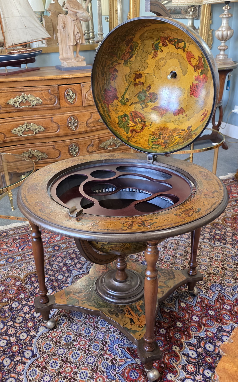 A Vintage French Atlas Globe-Bar Cabinet 